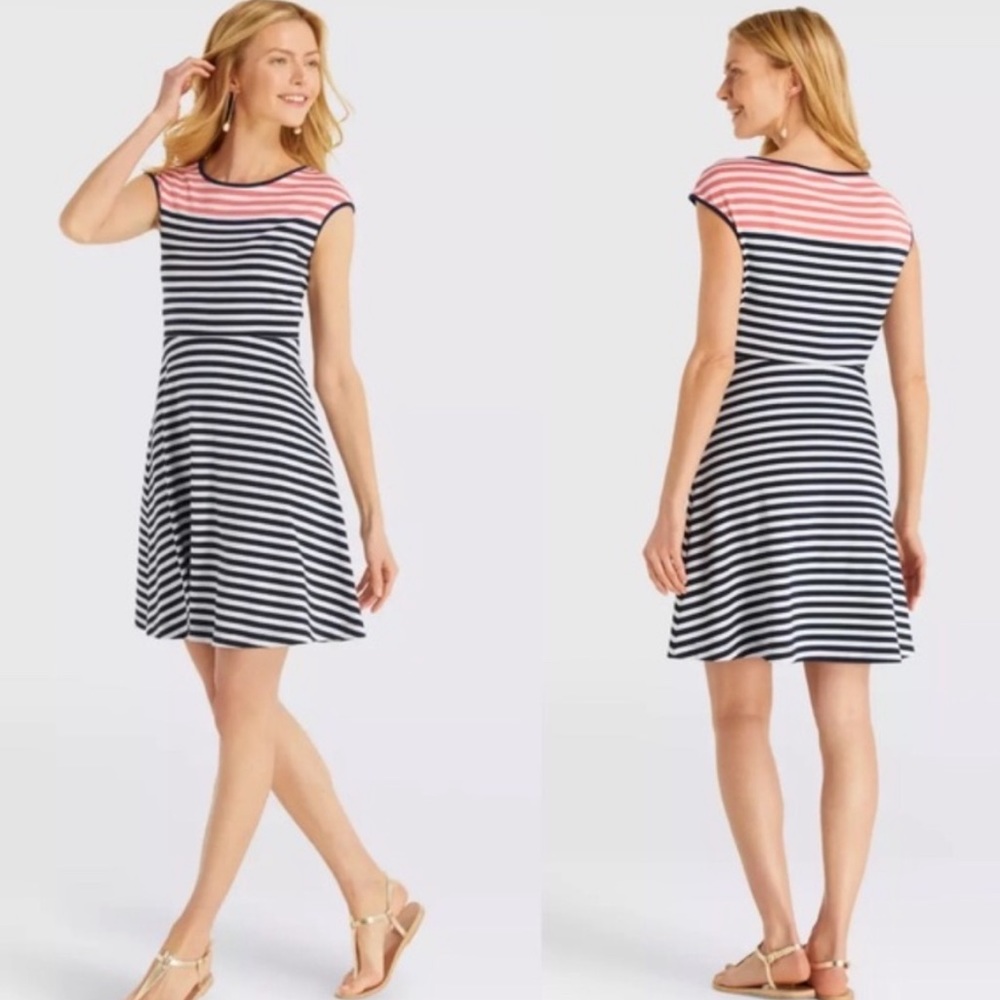 Draper James Horizontal Stripe Ponte A-Line Dress